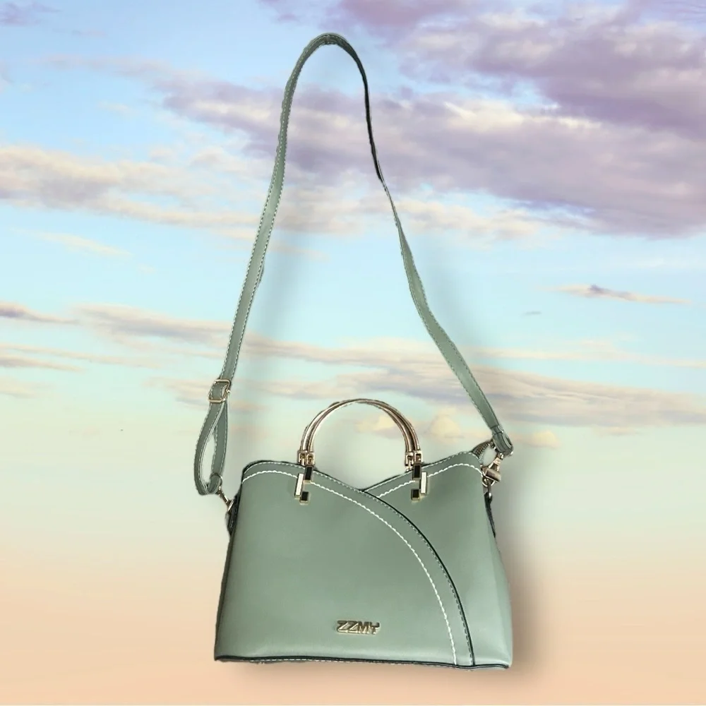 Spring Green Gold Geometric Satchel Medium Bag Crossbody